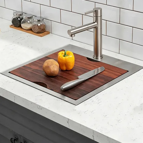 Vista 11 de Friho Fregadero de barra empotrable negro de 15 x 15 pulgadas, fregadero de cocina de acero inoxidable de un solo tazón montado en superficie
