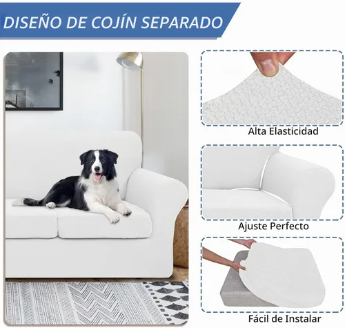 Vista 3 de JIVINER 3 piezas de fundas para sofá de 2 cojines, funda elástica para sofá con 2 fundas extra grandes para asientos, fundas gruesas ajustadas