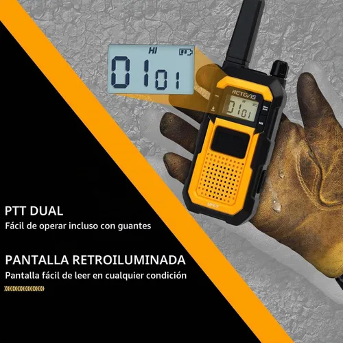 Vista 6 de Retevis RB48 Waterproof Two Way Radio with G-Type Earpiece for Construction