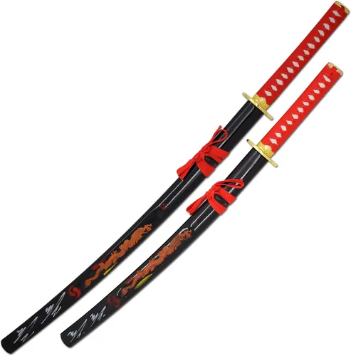 Vista 2 de Snake Eye Tactical Clásico hecho a mano Samurai Sword 2 PC Set viene con soporte de exhibición