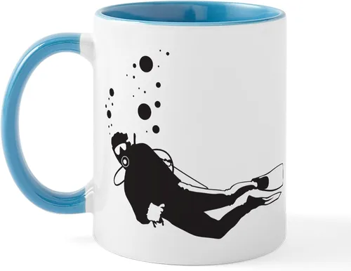 Vista 50 de CafePress Scuba Flag Diver Taza de café de cerámica de 11 oz (11.0 fl oz)