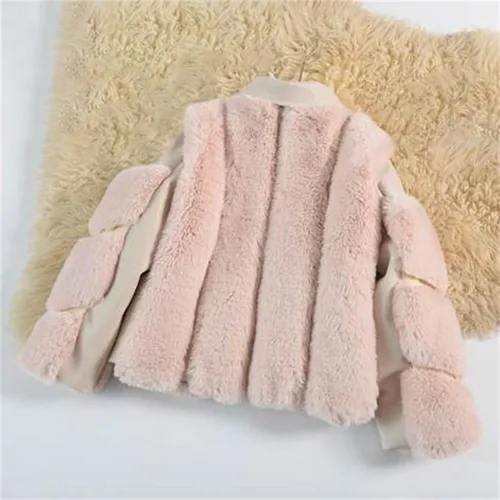 Vista 4 de TBUIALL Chaqueta de manga larga para niñas pequeñas, para otoño, invierno, forro polar con cremallera, chaquetas de lana cálidas para niños pequeños