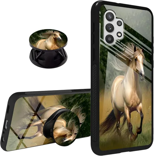 Vista 14 de Funda para Samsung Galaxy A32 5G agarre de teléfono con soporte extensible soporte soporte soporte, TPU suave parachoques a prueba de golpes