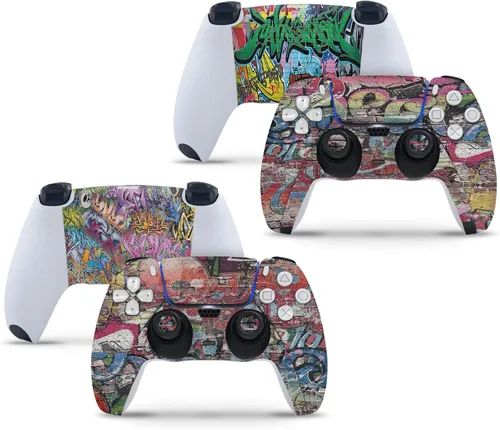 Vista 5 de GNG PS5 - Calcomanía de vinilo para consola digital con diseño de graffiti + 2 fundas para controladores