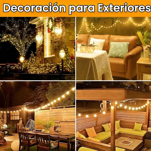 Vista 6 de Dailyart Guirnalda de luces tipo globo, 100 luces LED de 59 pies, impermeables, con enchufe, 8 modos con control remoto, brillo ajustable