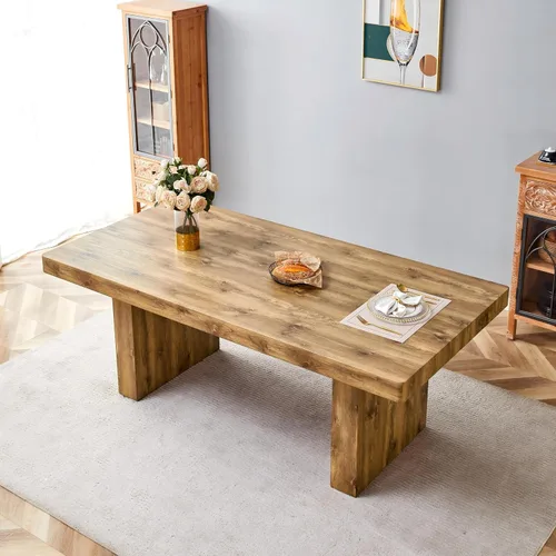 Vista 59 de gopop Mesa de comedor de mármol de 63 pulgadas, tablero de mesa de comedor MDF con patrón de mármol y base para cocina y comedor.