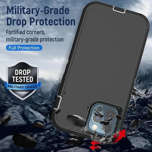 Vista 6 de YmhxcY Funda para iPhone 11 Pro Max, a prueba de golpes, a prueba de caídas, a prueba de polvo, 3 capas, duradera, funda de teléfono de protección