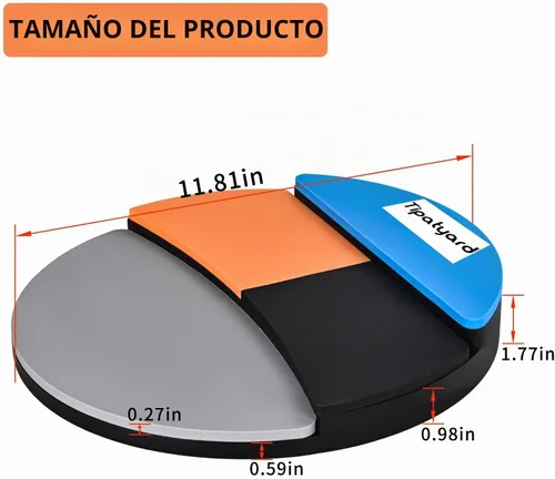Vista 3 de Almohadilla de práctica de tambor, almohadilla de batería de 12 pulgadas, almohadilla de práctica silenciosa con 4 superficies de juego diferentes