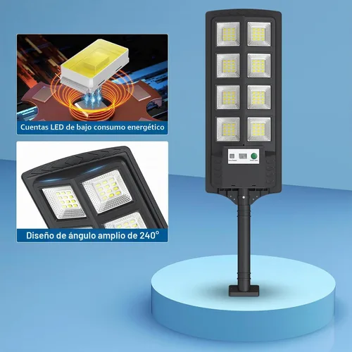 Vista 7 de K4 - Luces solares de 200 W para exteriores, impermeables, 6500 K, luces de calle solares para exteriores, 12000 lúmenes, gran angular con sensor