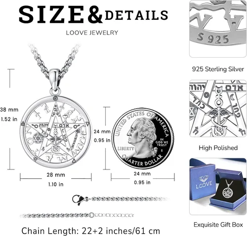 Vista 243 de Collar de pentagrama de plata de ley con triple luna, diosa celta, nudo celta, nudo de brujas, Ankh, sol y luna, Hécate, lilith, Santa Muerte