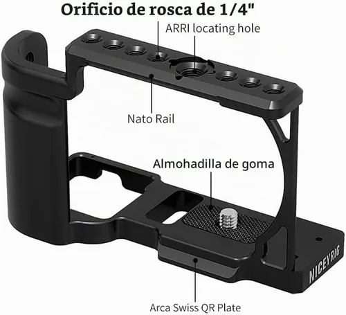 Vista 2 de NICEYRIG - Jaula para cámara Sony ZV-E10 Vlog Vlogging con mango de aluminio