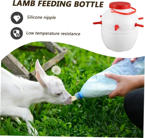 Vista 9 de Happyyami Cubo de leche de cordero cubo de alimentación de leche con olla de alimentación de animales de gran capacidad para botella de granja, cubo