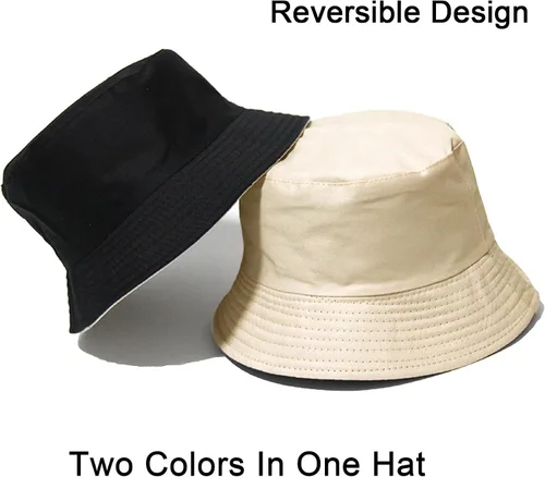 Vista 35 de PFFY Bucket Hat for Women Men Cotton Summer Sun Beach Fishing Cap