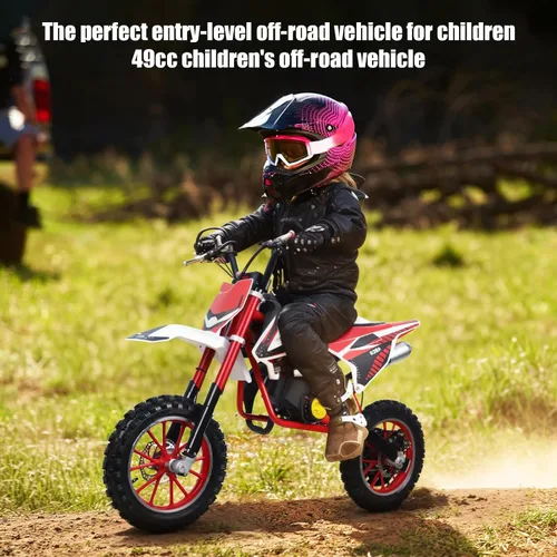 Vista 8 de 49cc 2-Stroke Kids Dirt Bike, Gas Power Motocross Rojo