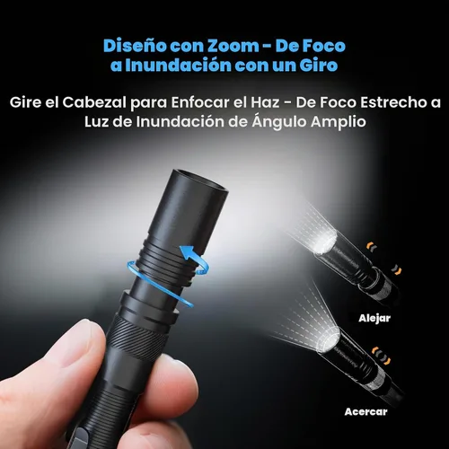 Vista 4 de Favourlite - Lámpara recargable con zoom de 800 lúmenes, color negro, 6.10 pulgadas