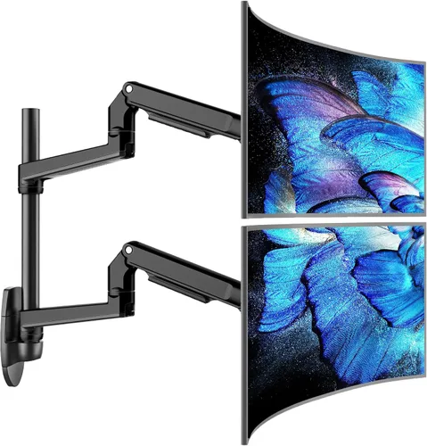Vista 9 de Ergounion Soporte de pared para monitor para pantallas planas o curvas de hasta 38" dentro de 25 libras, soporte de pared con brazo ajustable