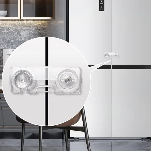 Vista 7 de EUDEMON Paquete de 2 cerraduras para refrigerador a prueba de niños, cerradura de puerta francesa de seguridad para bebés, cerradura de congelador