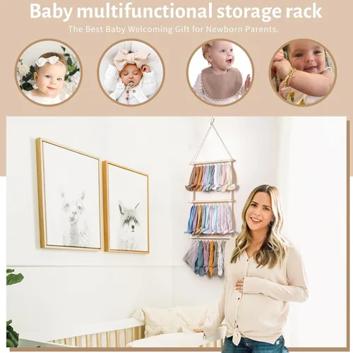 Vista 5 de POVETIRE Soporte para diadema organizador de bandas para la cabeza para niñas, diademas de bebé, accesorios para el cabello, organizador