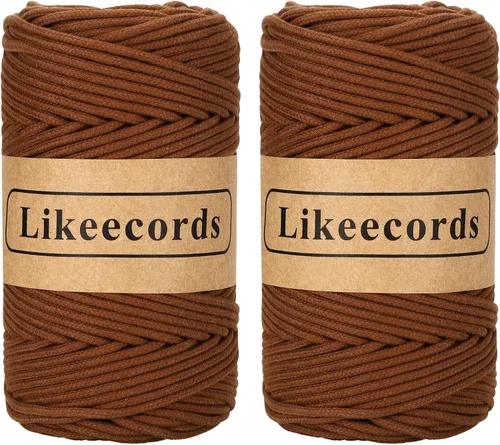 Vista 5 de Cordón de algodón trenzado de 0.11 pulgadas x 109 yardas, cuerda de algodón para macramé natural, estilo bohemio, para colgar plantas hechas a mano