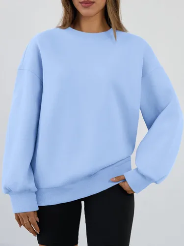 Vista 2 de Trendy Queen - Sudaderas para mujer, sudaderas con capucha de gran tamaño, cuello redondo, suéteres cómodos para otoño e invierno, ropa a la moda