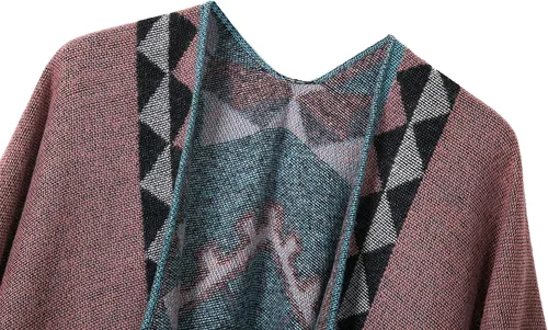 Vista 73 de Chales cálidos para mujer, cárdigan con frente abierto, estilo vintage, poncho