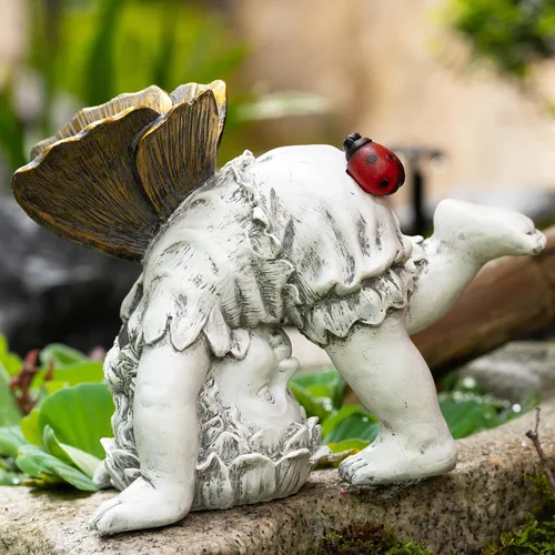 Vista 10 de Suyorpe Estatuas de jardín con luz decorativa de oso, estatua solar de oso exterior, decoración de jardín de animales, decoración divertida