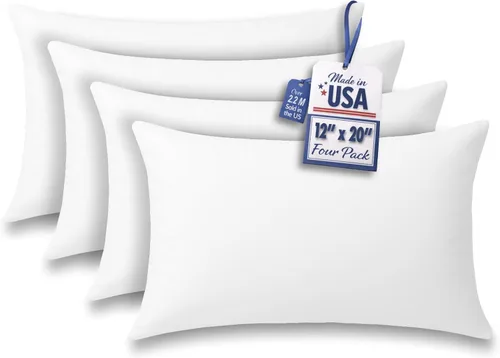 Vista 9 de Foamily Juego de 4 rellenos para almohada hipoalergénicas de primera calidad, con forma cuadrada de poliéster, estándar, blancos