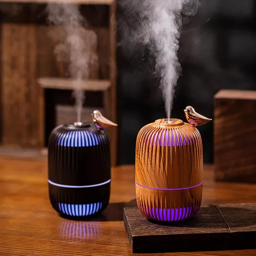 Vista 2 de Lindo humidificador de niebla fría para dormitorio/escritorio/oficina, pequeño humidificador personal de escritorio con 2 modos de niebla, 7 luces