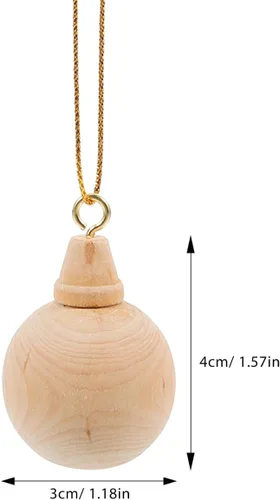 Vista 5 de EXCEART 10 adornos de madera de Navidad sin terminar, bolas de árbol de Navidad en blanco, hechas a mano, cascabel, adornos colgantes