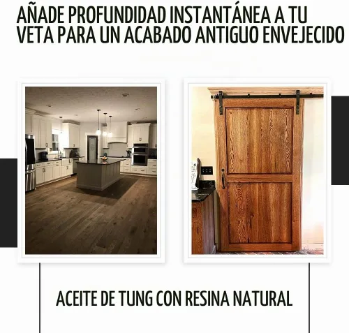 Vista 2 de Real Milk Paint, Aceite Dark Tung para acabado de madera, tablas de cortar, muebles de exterior, bloques de carnicero, pisos de madera, grado