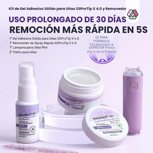 Vista 2 de Kit de pegamento de uñas sólido en gel Saviland y removedor de pegamento de uñas: luz UV para uñas, herramientas completas para uñas postizas