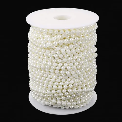 Vista 9 de Jerler Guirnalda de perlas de 33 yardas/98 pies, cadena de cuentas de perlas artificiales, ideal para manualidades DIY, Navidad, boda, ramo