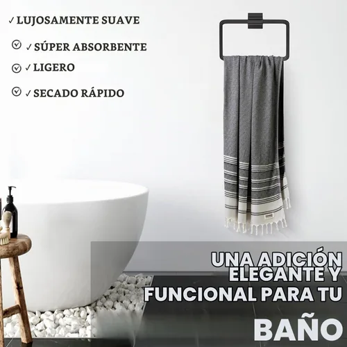 Vista 4 de DEMMEX Organic Diamond - Toalla turca de baño y playa 100% algodón turco certificado Oeko-TEX, ultra suave, de secado rápido, ligera, compacta