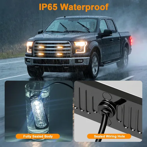 Vista 4 de EEEKit 10 luces LED estroboscópicas de emergencia, 6 LED ámbar blanco estroboscópico luces intermitentes de emergencia de montaje en superficie