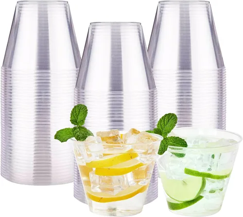 Vista 9 de RACETOP Vasos de plástico desechables transparentes de 9 onzas, paquete de 50 vasos de plástico transparente, vasos de fiesta resistentes, vasos