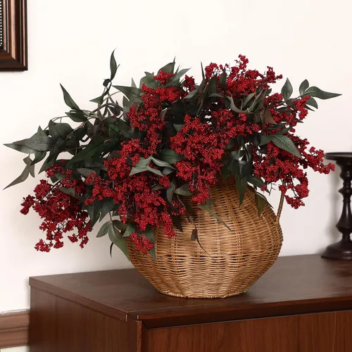 Vista 23 de Zeyune 3 tallos de bayas artificiales de 35 pulgadas, decoración