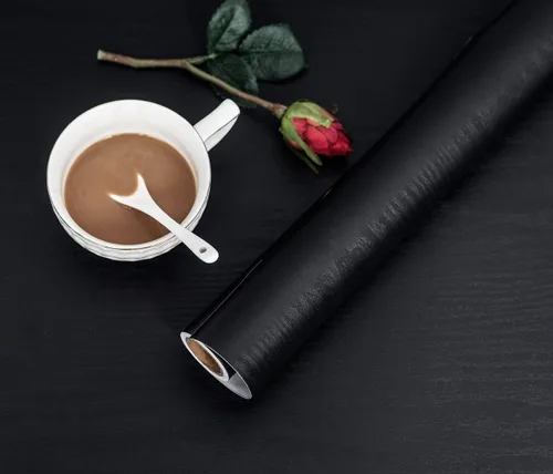 Vista 25 de Papel de contacto de madera azul oscuro despegar y pegar, papel tapiz engrosado sin rasgaduras, adhesivo de vinilo, autoadhesivo impermeable
