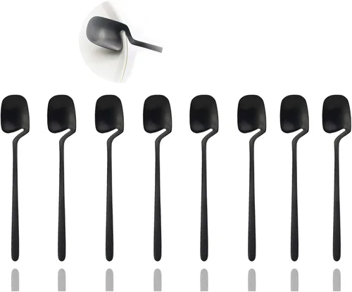 Vista 33 de JASHII Juego de cubiertos de acero inoxidable de 24 piezas con acabado satinado para 6 vajillas, apto para lavavajillas (negro mate)