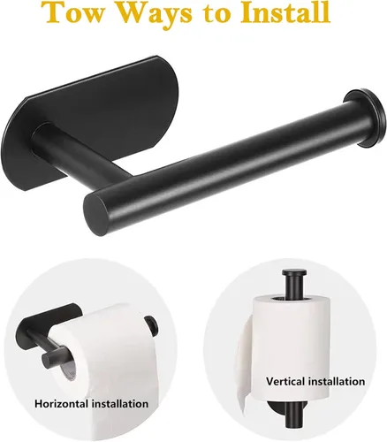 Vista 2 de WYSE Soporte de papel higiénico negro autoadhesivo, soporte para papel higiénico para baño, portarrollos de papel higiénico, acero inoxidable SUS304