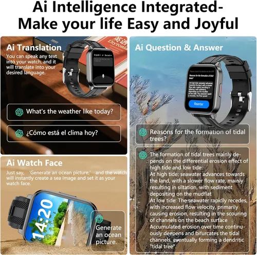 Vista 2 de Reloj Inteligente con Funciones de IA Seguimiento GPS para Teléfonos Android e iPhone Compatible Llamada Bluetooth Alerta de Mensaje Frecuencia