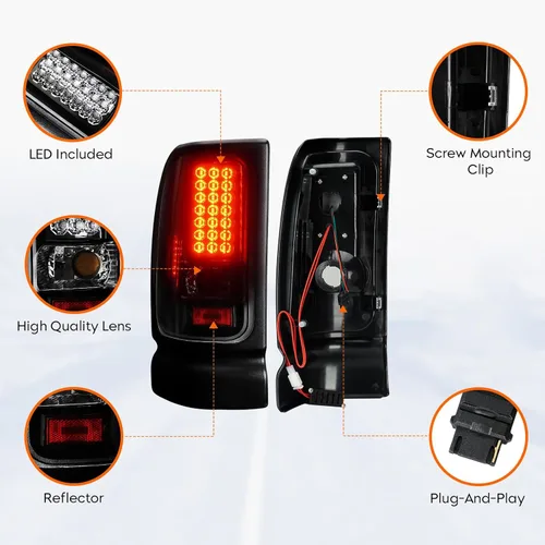 Vista 6 de Conjunto de luces traseras Tresound para Dodge Ram 1500 94-01, para Dodge Ram 2500 3500 94-02, luz trasera LED trasera