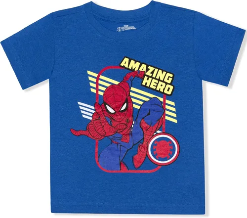 Vista 2 de Marvel Conjunto de camiseta y pantalones cortos de Spiderman para niños pequeños y pequeños, azulrojo