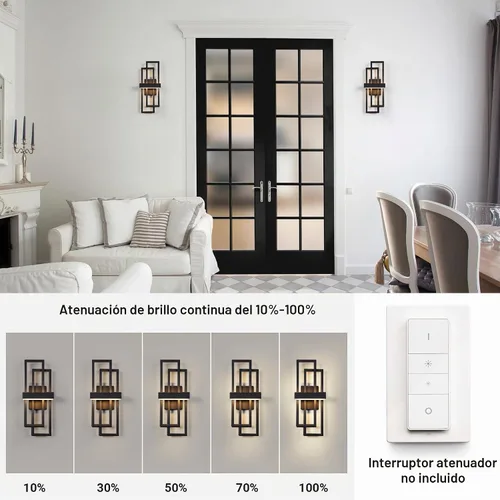 Vista 2 de LamQee Luces de pared modernas para exteriores de 20 pulgadas, LED integrado de 1000 lúmenes, aplique de iluminación exterior de doble rectángulo