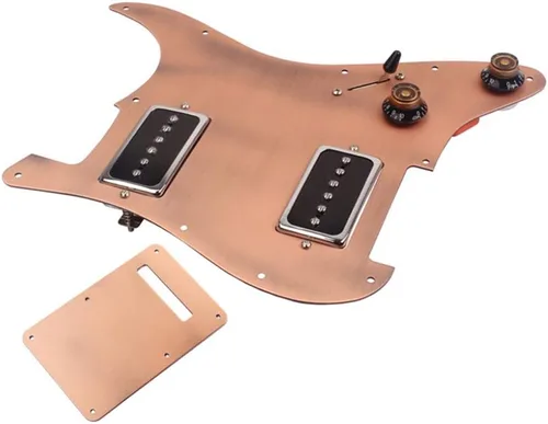 Vista 2 de Exceart Loaded - Juego de pastillas humbucker precableadas con cubierta de pastillas para guitarra eléctrica de 3 capas, accesorios bronce