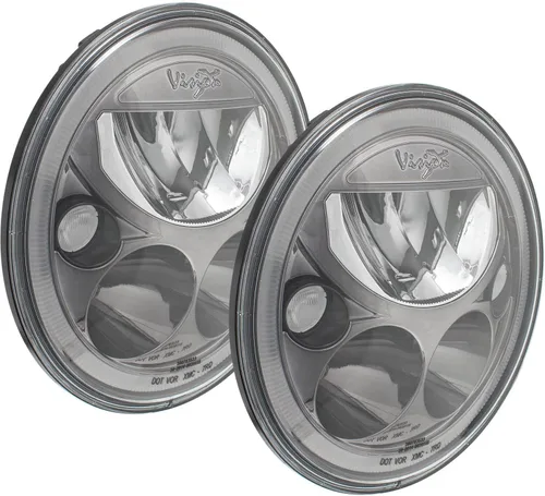 Vista 2 de Vision X Lighting (XIL-7RDBKIT) Faro LED redondo VX de 7 pulgadas con halo bajo-alto, kit de 2 luces, cara cromada negra