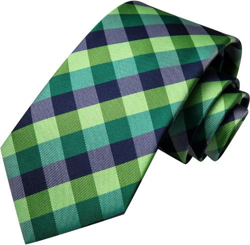 Vista 4 de Hi-Tie Corbata clásica de cachemira para hombre con pañuelo y gemelos a cuadros