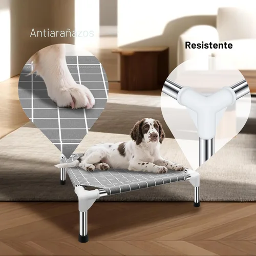 Vista 2 de Cama elevada para mascotas, cama elevada para mascotas para Cama desmontable para perro, uso en interiores y exteriores, tela de algodón