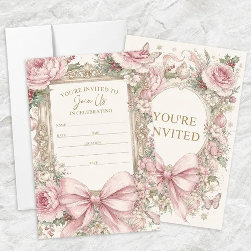 Vista 20 de AEHIE 20 juegos de invitaciones de bautizo con forma de fiesta de bautizo para baby shower, con sobres, tarjetas de invitaciones con cruz dorada