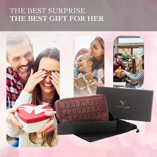 Vista 7 de Cartera de Piel RFID para Mujer Cartera Moderna RFID para Mujer con Múltiples Compartimentos Soporte para Tarjetas de Crédito Hecho a Mano