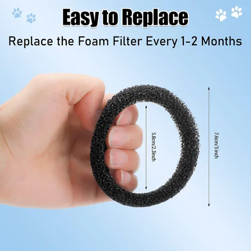 Vista 5 de Enhon 16 filtros de espuma para fuente de mascotas, esponja redonda, filtro negro, filtro de espuma para fuente de gato, filtro de repuesto